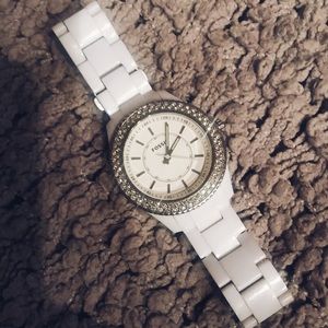 Fossil White Stella Watch Encrusted with Crystals